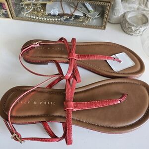 Kelly & Katie Brown Sandals with Textured Straps